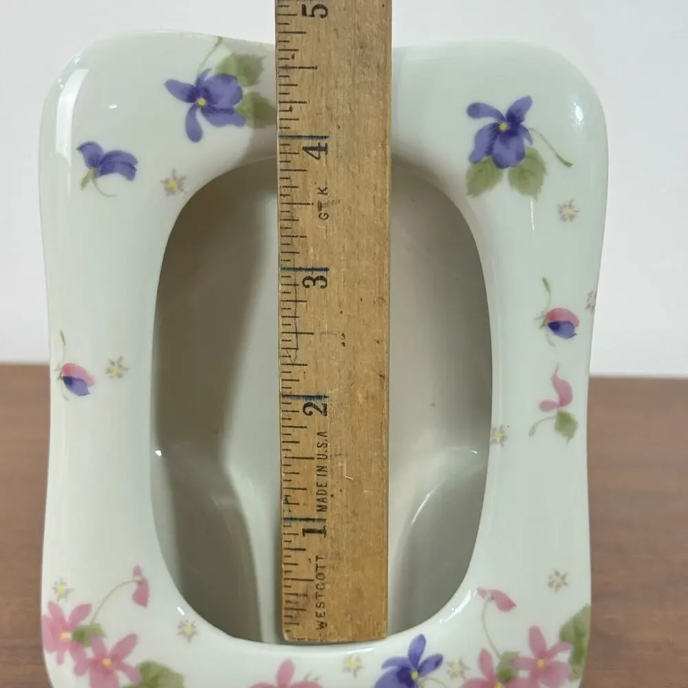 Vintage Small Picture Frame White With Pink Flowers Japan Fred Roberts Pocket